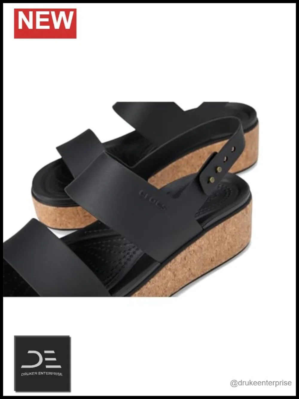 Crocs Brooklyn Cork Low Wedge Women's EVA Sandal Rubber Sole Adjustable Buckle